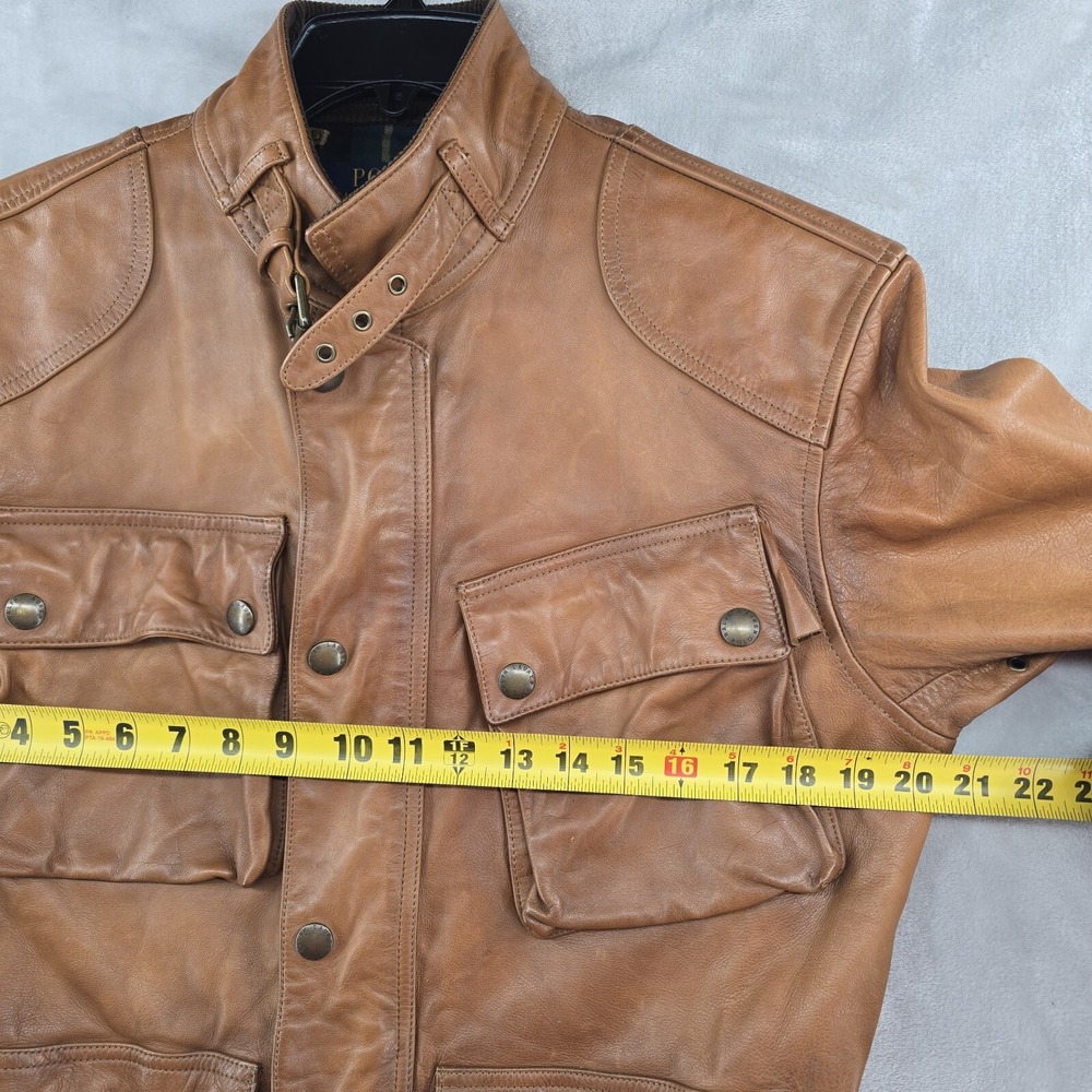 Polo Ralph Lauren‎ SOUTHBURY MENS BROWN CALF LEATHER MOTORCYCLE JACKET Medium - Picture 10 of 16